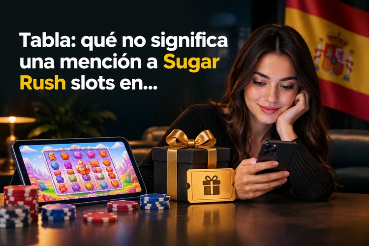Tabla: qué no significa una mención a Sugar Rush slots en un bono